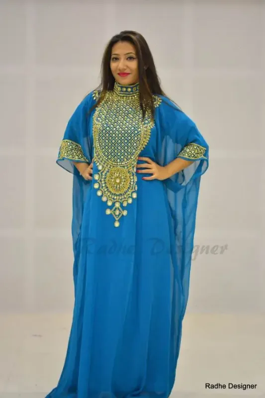 Picture of White Georgette Kaftan Dress for Women - Look 7723