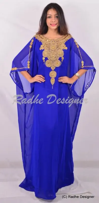 Picture of Radhe Designer White Georgette Kaftan Dress for Women - Y688