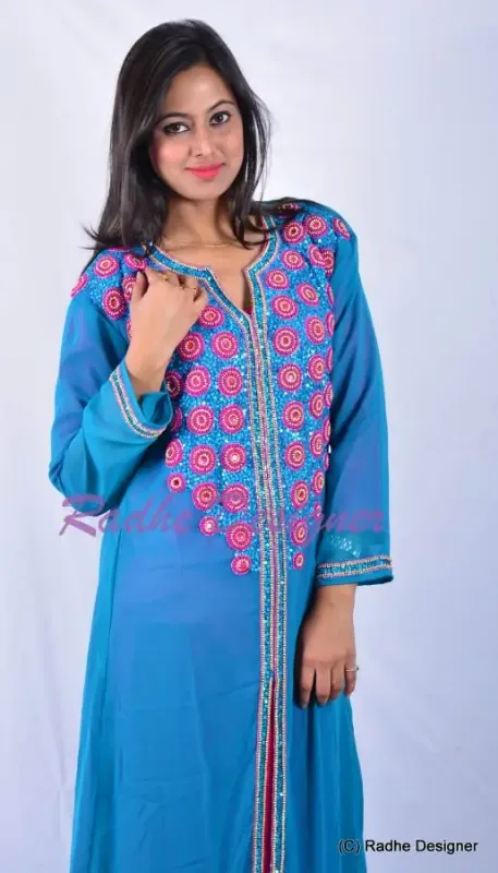 Picture of Black Georgette Kaftan Dress for Women - Look 7755