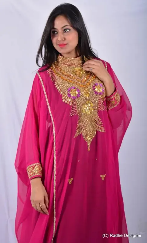 Picture of Radhe Designer Beige Georgette Kaftan Dress for Women - Y171