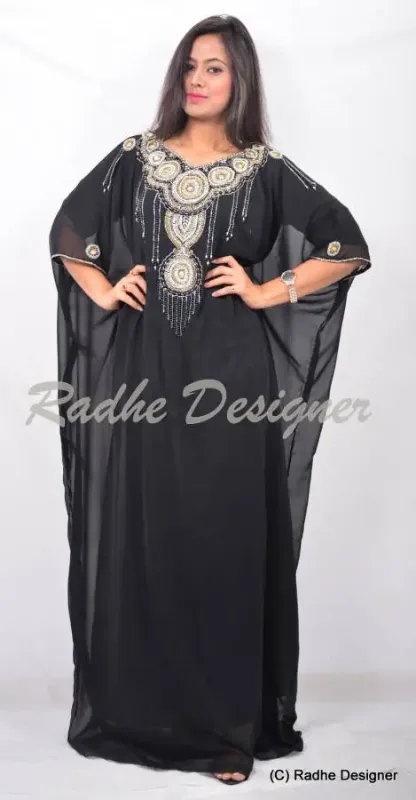 Picture of Radhe Designer White Georgette Kaftan Dress for Women - Y36