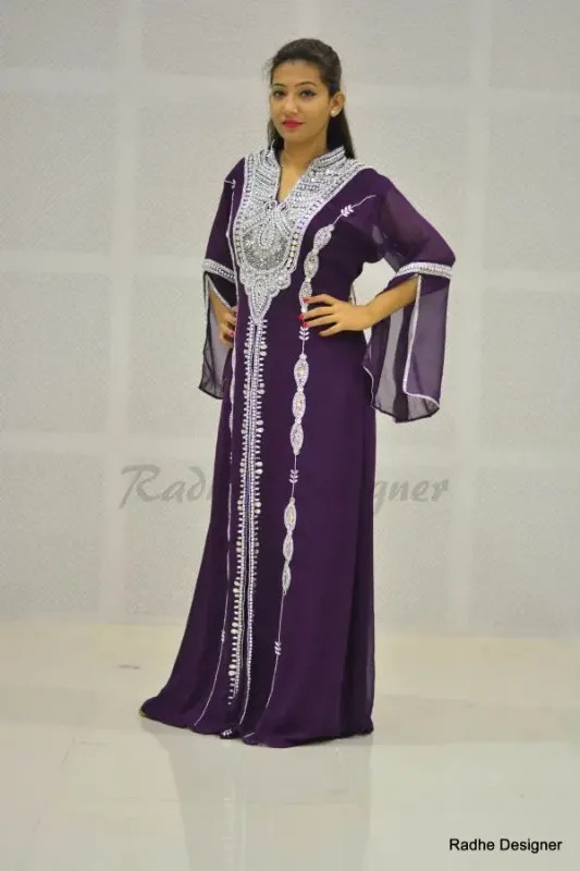 Picture of Radhe Designer Purple Georgette Kaftan Dress for Women - Y551