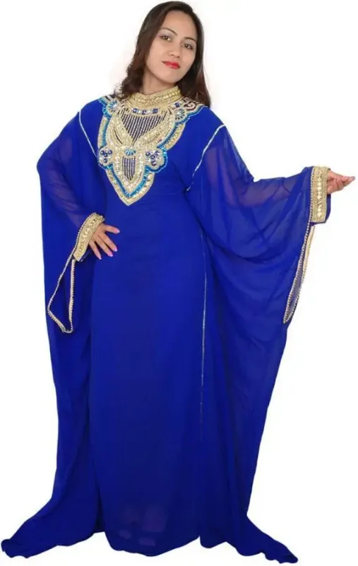 Picture of Yellow Georgette Kaftan Dress for Women - Look 7771