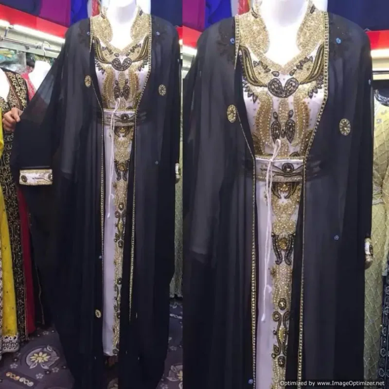 Picture of Radhe Designer White Georgette Kaftan Dress for Women - F2563