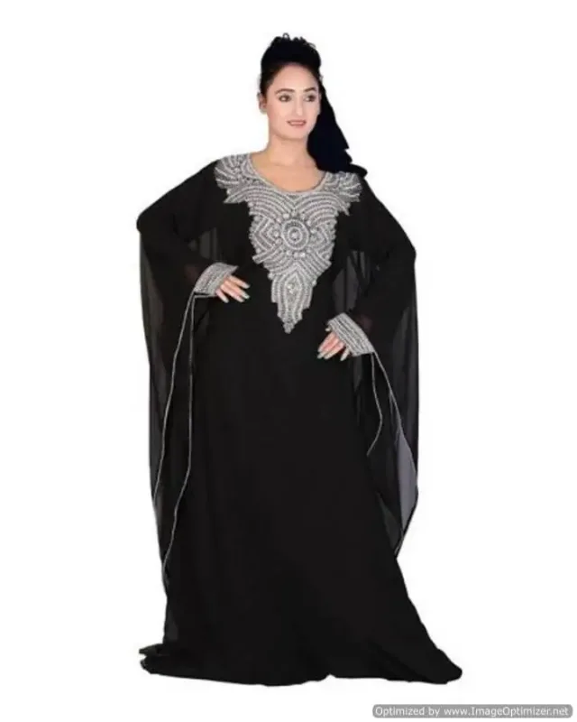 Picture of Radhe Designer Black Georgette Kaftan Dress for Women - F9495