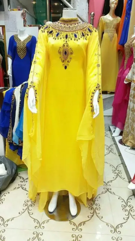 Picture of Radhe Designer Yellow Georgette Kaftan Dress for Women - F4955