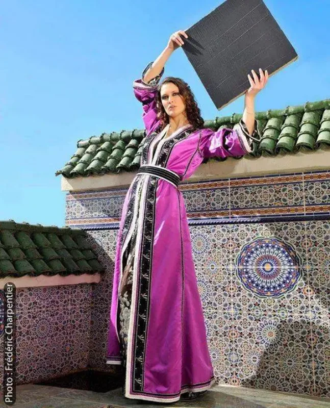 Picture of Yellow Georgette Kaftan Dress for Women - Look 7828