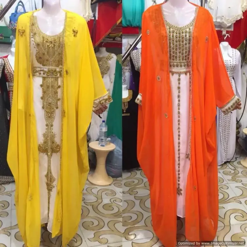 Picture of Radhe Designer Yellow Georgette Kaftan Dress for Women - F2561