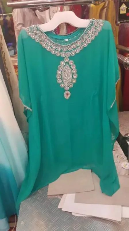 Picture of Radhe Designer White Georgette Kaftan Dress for Women - F3278