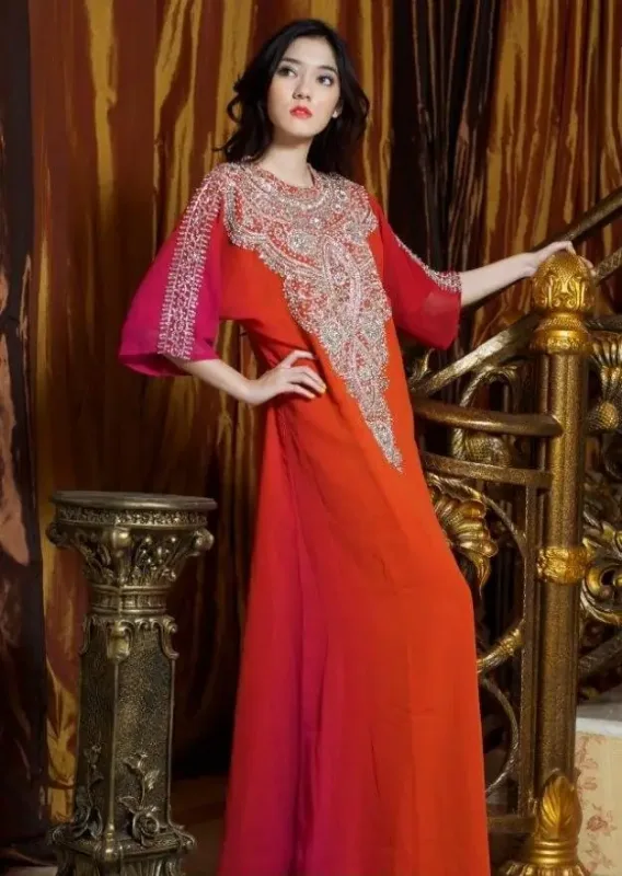 Picture of Radhe Designer Pink Cotton Kaftan Dress for Women - F8031