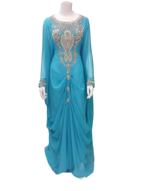 Picture of Radhe Designer White Georgette Kaftan Dress for Women - F3952