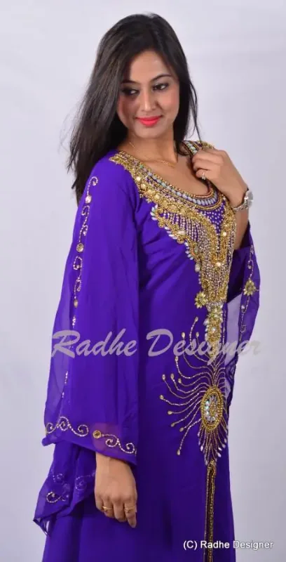 Picture of Radhe Designer Multicolor Georgette Kaftan Dress for Women - Y829