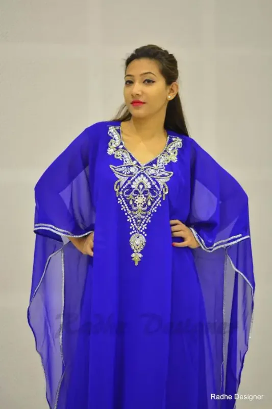 Picture of Radhe Designer Black Georgette Kaftan Dress for Women - Y430