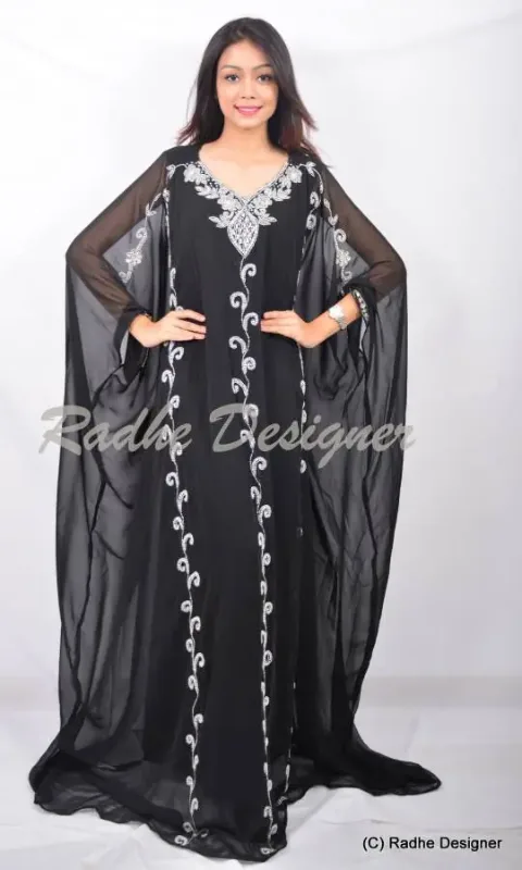 Picture of Radhe Designer Black Georgette Kaftan Dress for Women - Y277