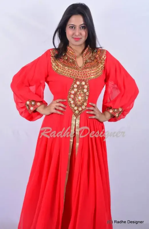 Picture of Radhe Designer Yellow Georgette Kaftan Dress for Women - Y782