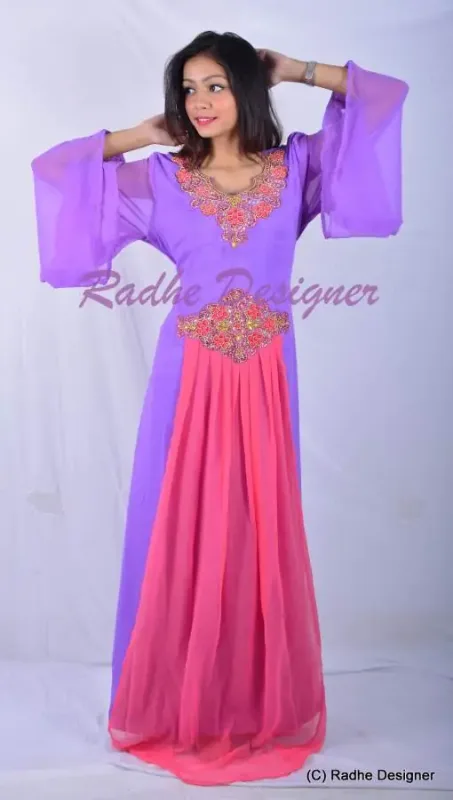 Picture of Radhe Designer Multicolor Georgette Kaftan Dress for Women - Y278