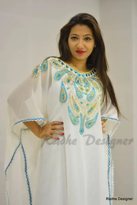 Picture of Radhe Designer Blue Georgette Kaftan Dress for Women - Y389