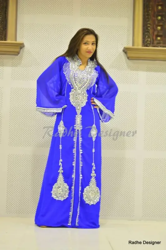 Picture of Radhe Designer White Georgette Kaftan Dress for Women - Y25