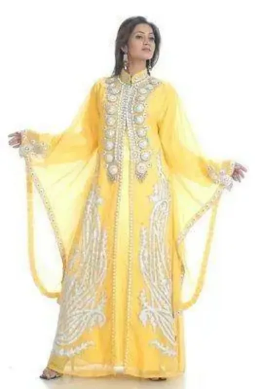 Picture of Radhe Designer Yellow Georgette Kaftan Dress for Women - F10267