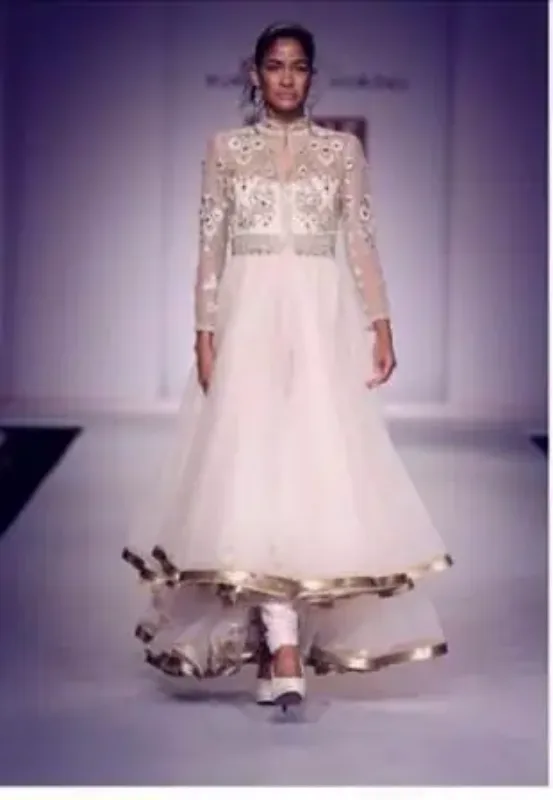 Picture of Radhe Designer White Georgette Kaftan Dress for Women - F6427