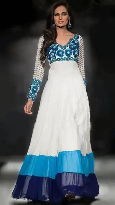 Picture of Radhe Designer White Georgette Kaftan Dress for Women - F6416