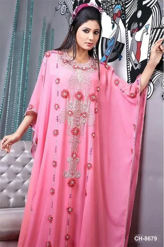 Picture of Radhe Designer Gold Georgette Kaftan Dress for Women - F6453