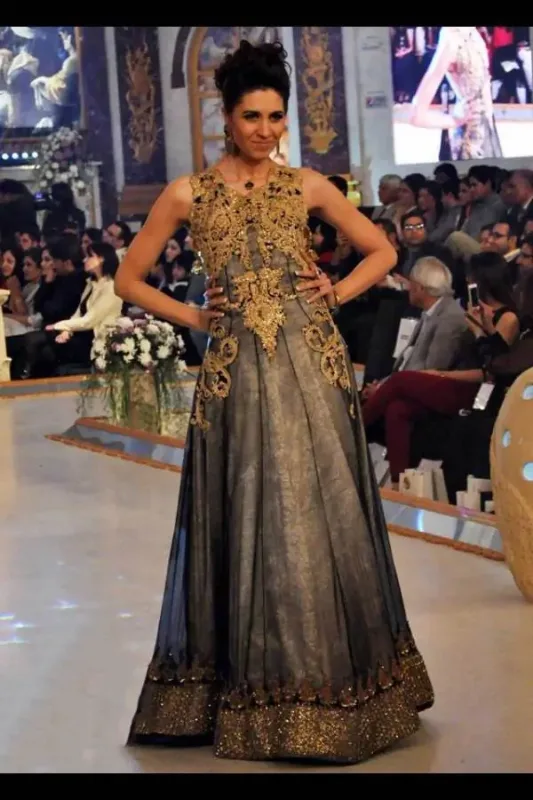 Picture of Radhe Designer Gray Georgette Kaftan Dress for Women - F6454