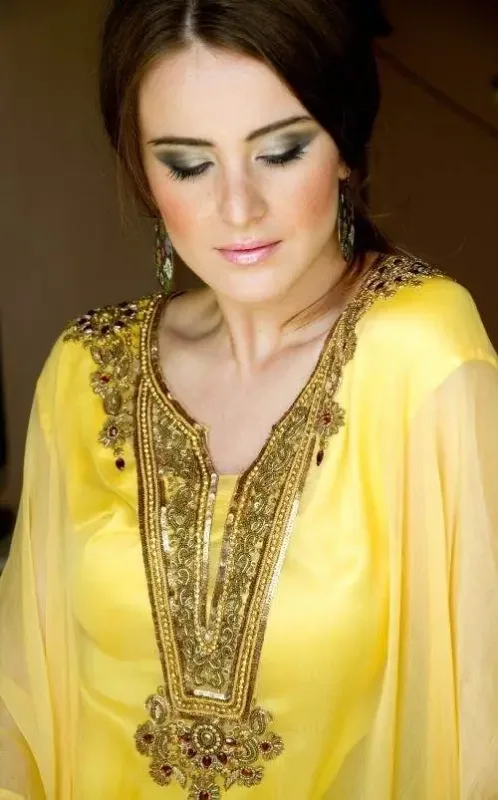 Picture of Radhe Designer Yellow Georgette Kaftan Dress for Women - F6476