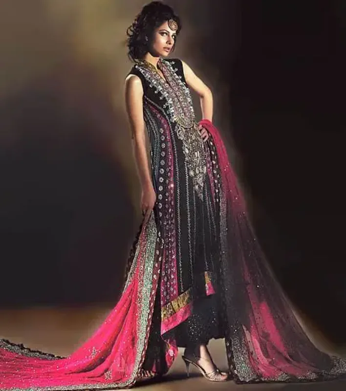 Picture of Radhe Designer Black Georgette Kaftan Dress for Women - F6475