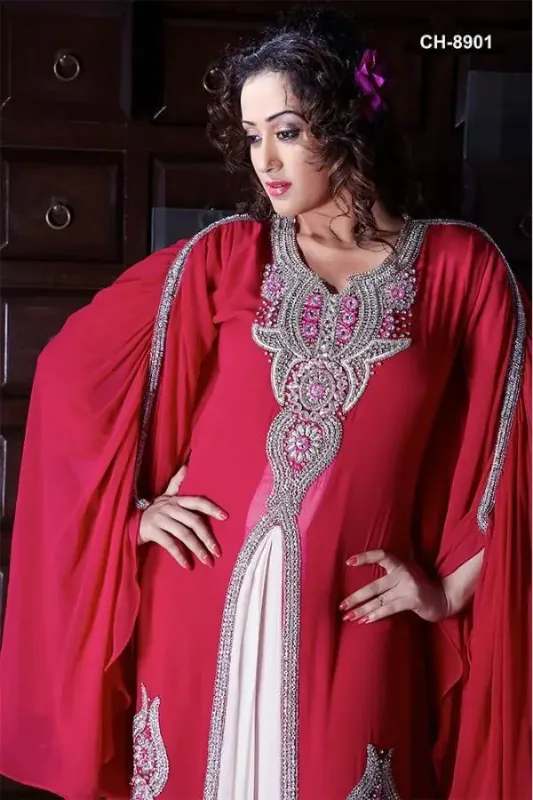 Picture of Radhe Designer Pink Cotton Kaftan Dress for Women - F6293