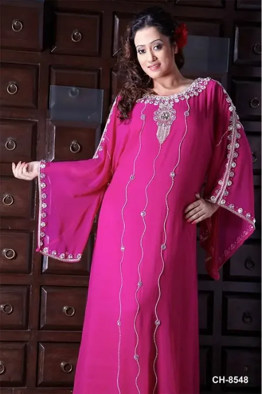 Picture of Radhe Designer White Georgette Kaftan Dress for Women - F6314