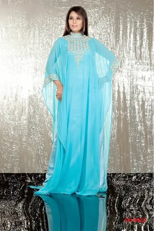 Picture of Radhe Designer White Georgette Kaftan Dress for Women - F6359