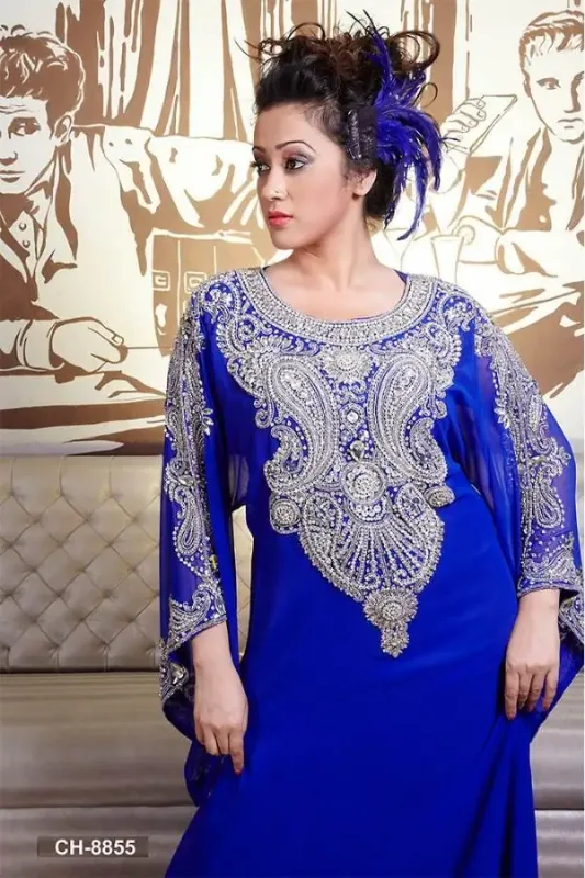 Picture of Radhe Designer Purple Georgette Kaftan Dress for Women - F6364