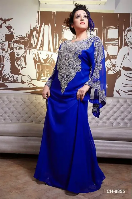 Picture of Radhe Designer White Georgette Kaftan Dress for Women - F6365