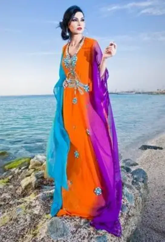 Picture of Radhe Designer Multicolor Georgette Kaftan Dress for Women - F6367