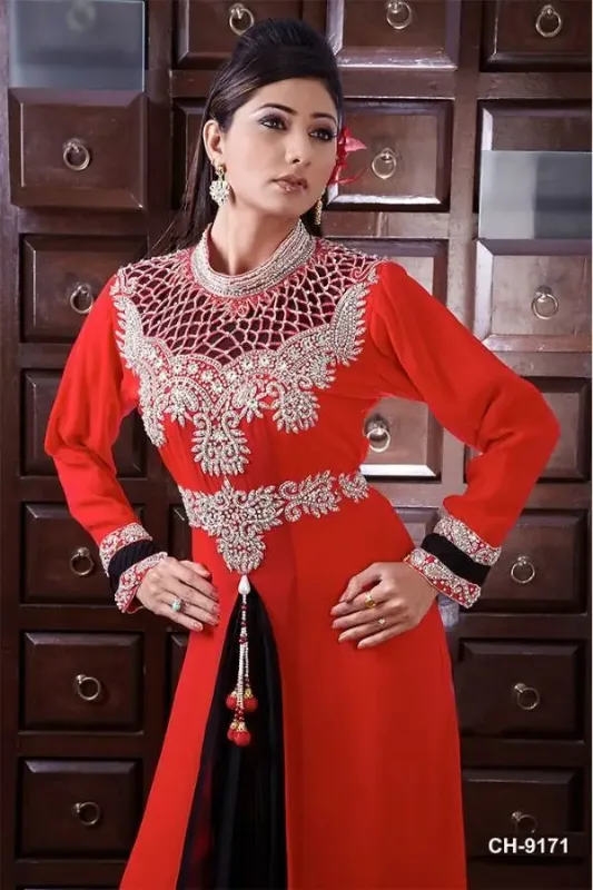 Picture of Radhe Designer Black Georgette Kaftan Dress for Women - F6379