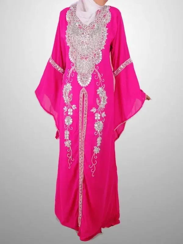 Picture of Radhe Designer White Georgette Kaftan Dress for Women - F6382
