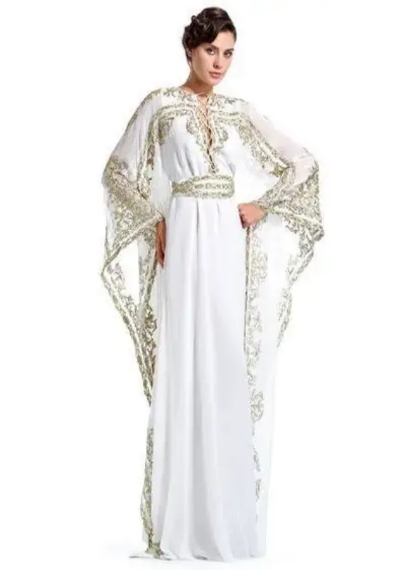 Picture of Radhe Designer White Georgette Kaftan Dress for Women - F7814