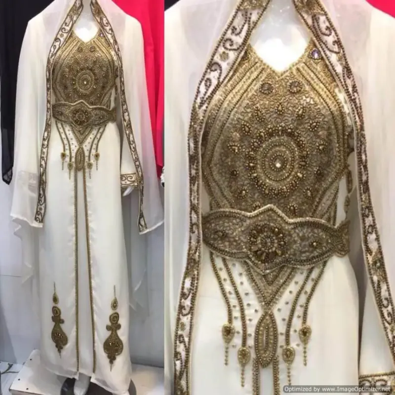 Picture of Radhe Designer White Georgette Kaftan Dress for Women - F2206