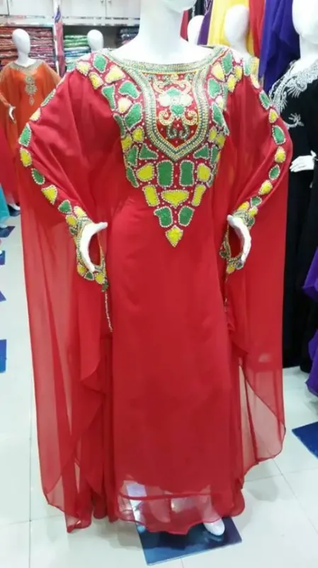 Picture of Radhe Designer Red Georgette Kaftan Dress for Women - F10511