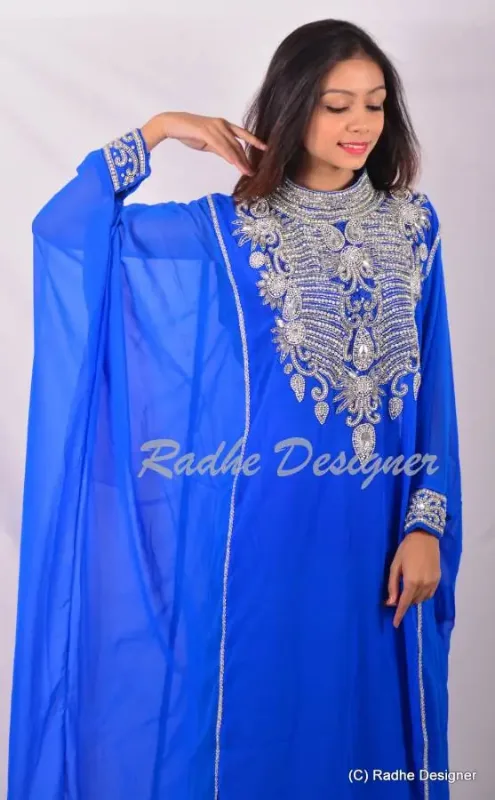 Picture of Radhe Designer Black Georgette Kaftan Dress for Women - Y702