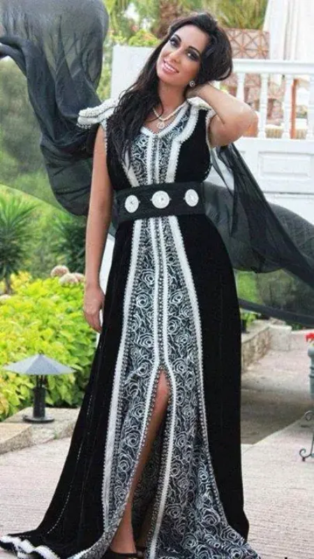 Picture of Black Georgette Kaftan Dress for Women - Look 8300
