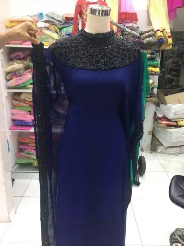 Picture of Black Georgette Kaftan Dress for Women - Look 8325