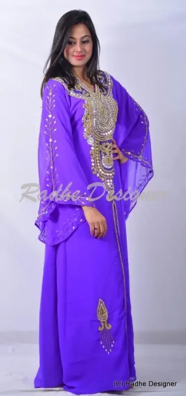 Picture of Radhe Designer Blue Georgette Kaftan Dress for Women - Y1069