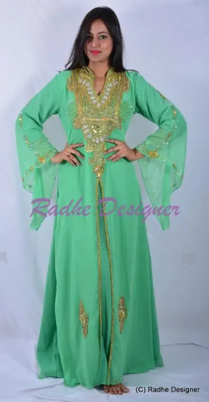 Picture of Radhe Designer White Georgette Kaftan Dress for Women - Y274