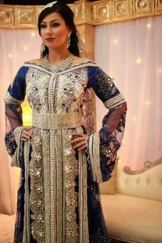 Picture of Blue Georgette Kaftan Dress for Women - Look 8411