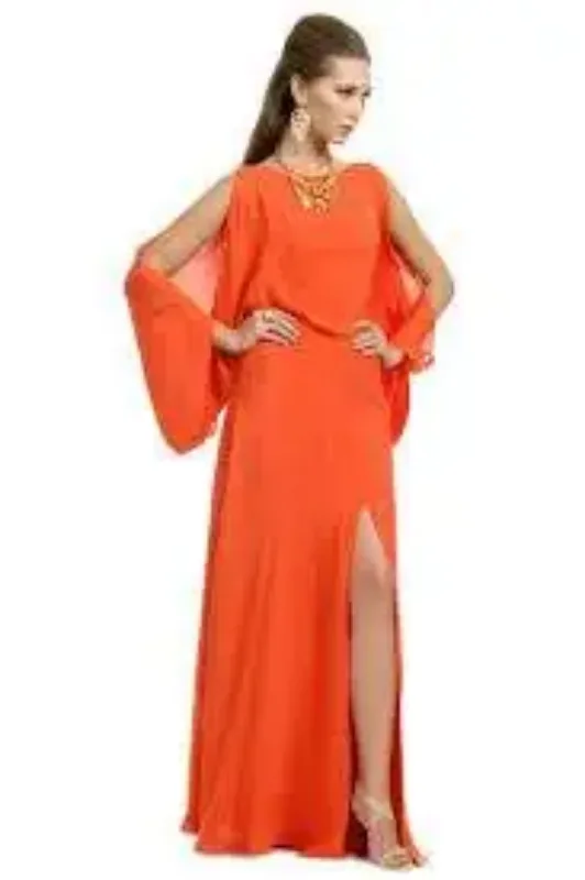 Picture of White Georgette Kaftan Dress for Women - Look 8415