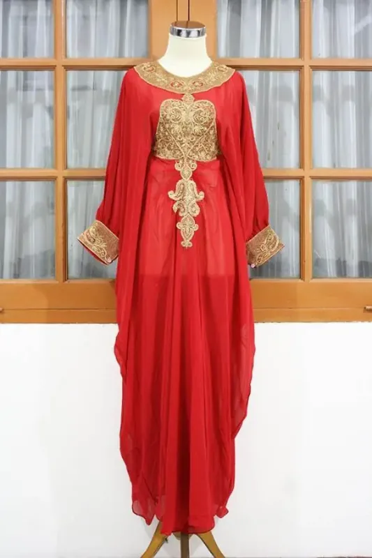 Picture of White Georgette Kaftan Dress for Women - Look 8424