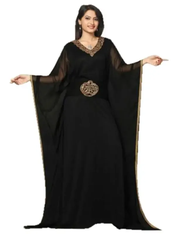 Picture of Black Georgette Kaftan Dress for Women - Look 8432