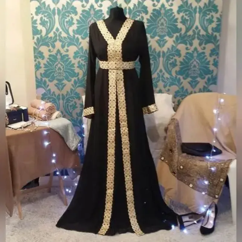 Picture of Black Georgette Kaftan Dress for Women - Look 8435